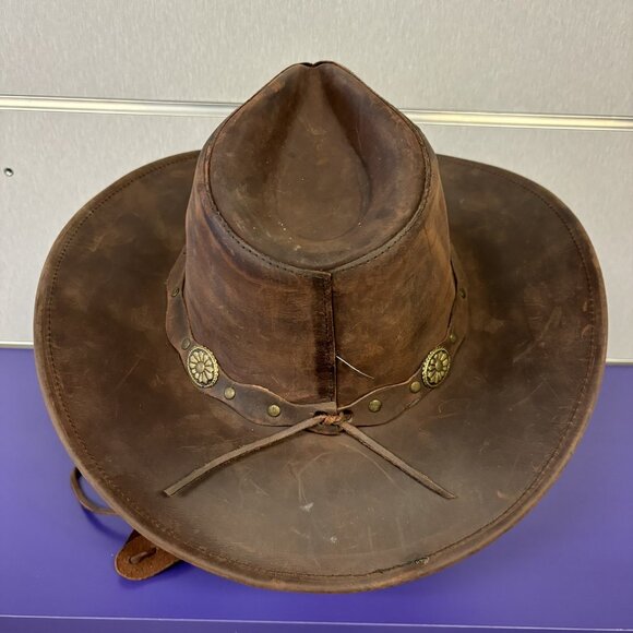 Wide Leather Cowboy/ Cowgirl Western Hat main image 4